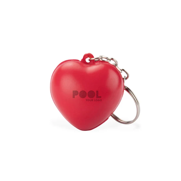 Czerwony brelok antystresowy serce z logo – poliuretan
