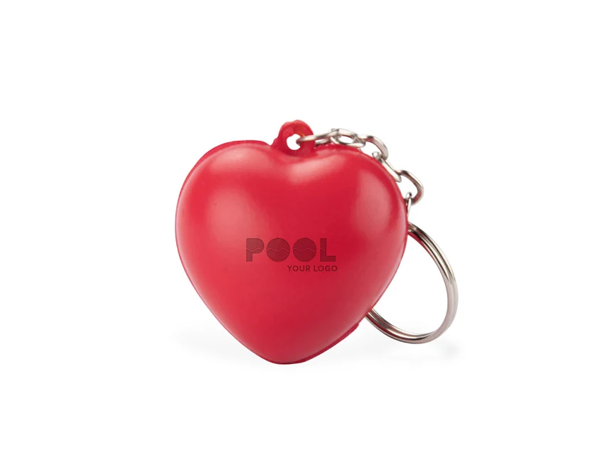 Czerwony brelok antystresowy serce z logo – poliuretan