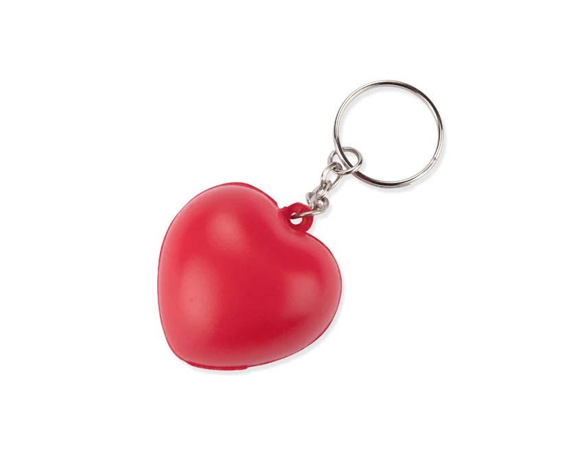 Czerwony brelok antystresowy serce z logo – poliuretan