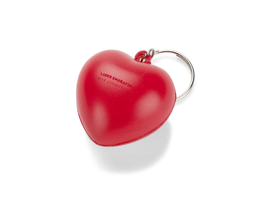 Czerwony brelok antystresowy serce z logo – poliuretan