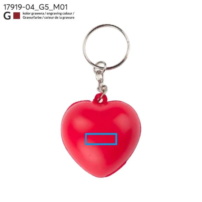 Schemat znakowania dla Grawerowanie laserowe - G5 na gadżecie: Czerwony brelok antystresowy serce z logo – poliuretan
