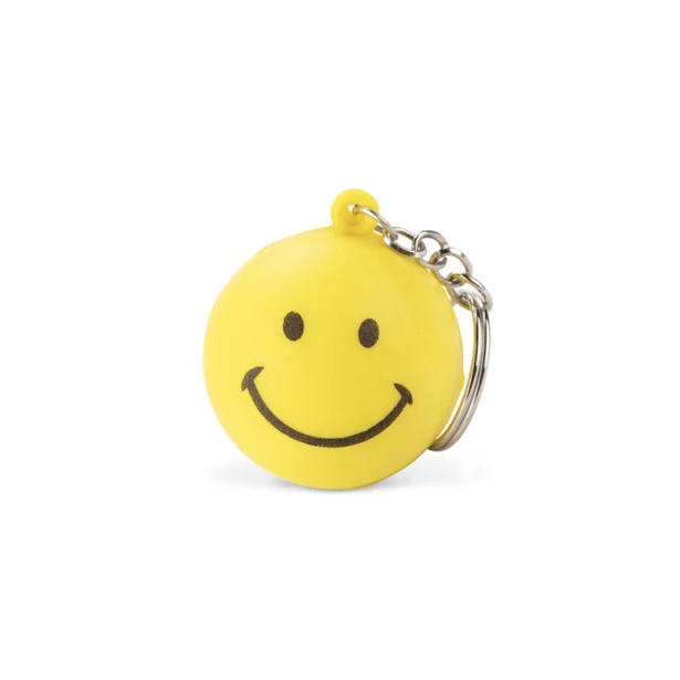 Brelok antystresowy SMILE żółty z logo – poliuretan, metal