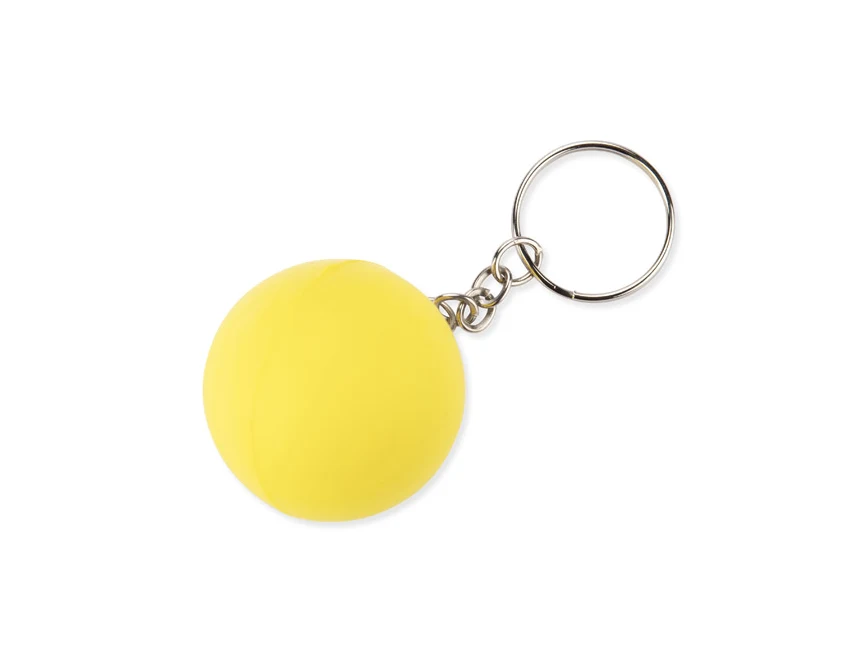 Brelok antystresowy SMILE żółty z logo – poliuretan, metal