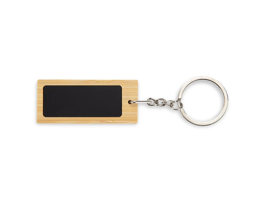 Brelok bambusowy ERO z czarnym polem i grawerem logo