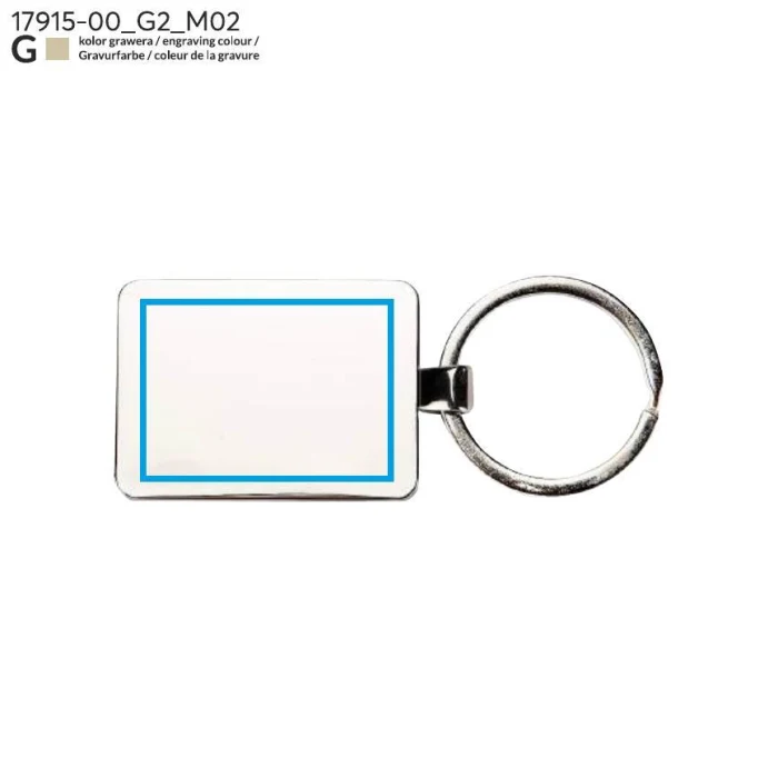 Schemat znakowania dla Grawerowanie laserowe - G2 na gadżecie: Srebrny brelok MOTI z grawerem logo – metalowy upominek