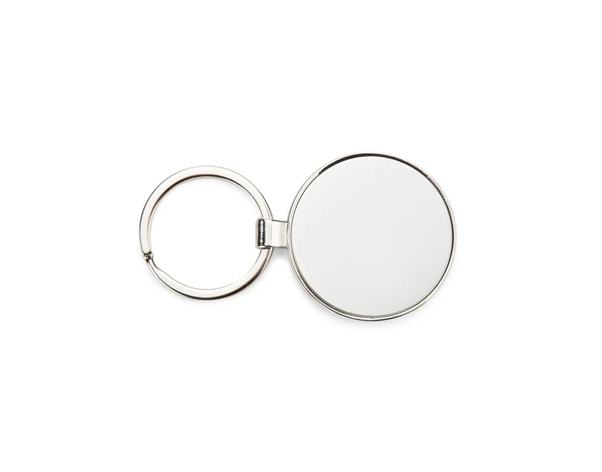 Srebrny brelok DOMIO metalowy z grawerem logo 3D