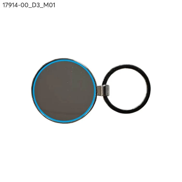 Schemat znakowania dla Doming - D3 na gadżecie: Srebrny brelok DOMIO metalowy z grawerem logo 3D