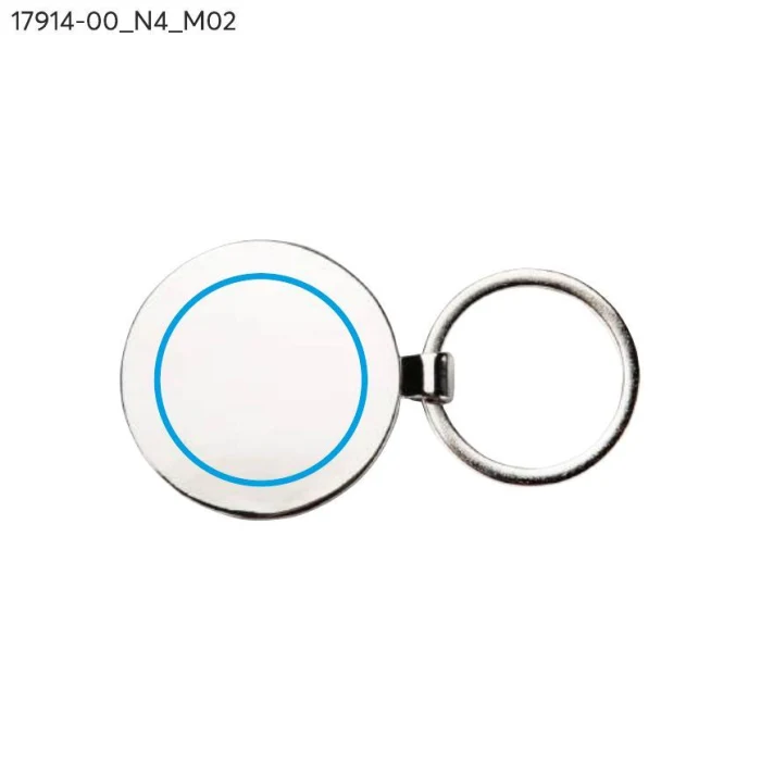 Schemat znakowania dla Tampondruk - N4 na gadżecie: Srebrny brelok DOMIO metalowy z grawerem logo 3D