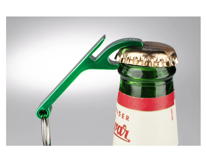 Zielony brelok rALI z otwieraczem z recyklingowanego aluminium