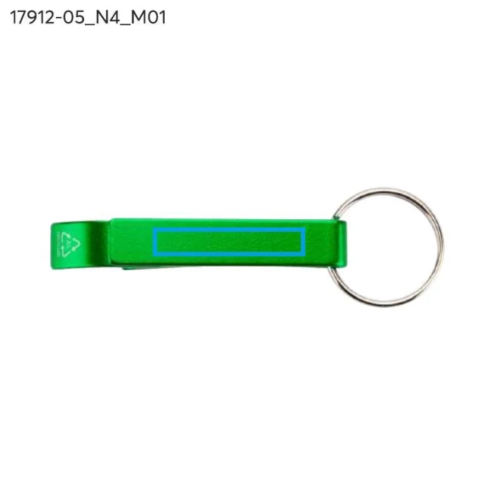 Schemat znakowania dla Tampondruk - N4 na gadżecie: Zielony brelok rALI z otwieraczem z recyklingowanego aluminium