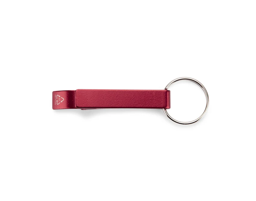 Czerwony brelok rALI z otwieraczem i logo – eko aluminium