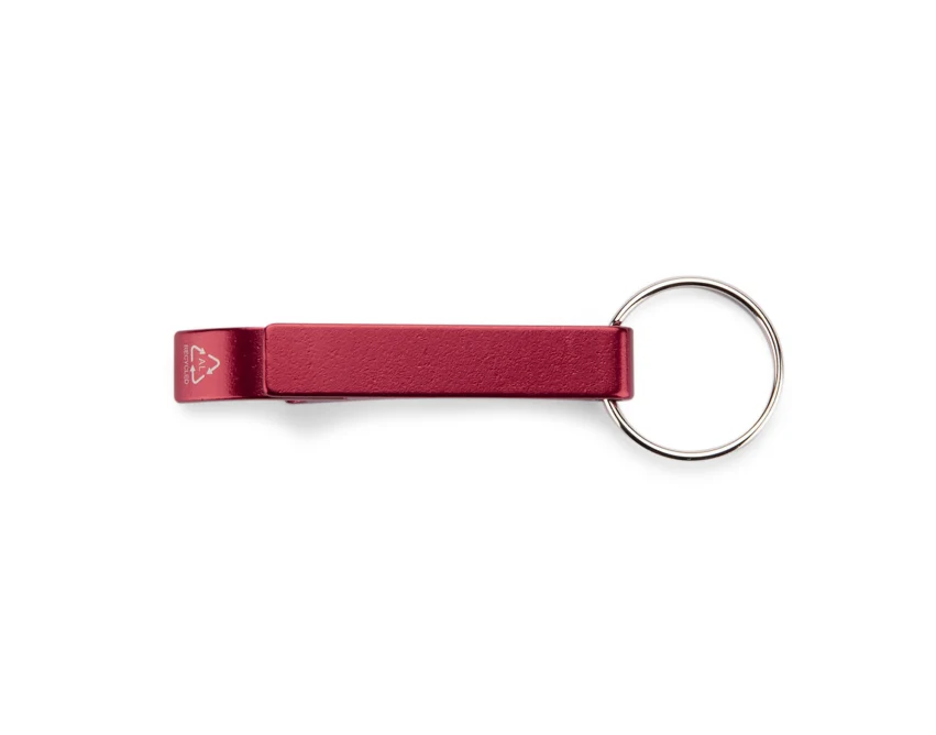 Czerwony brelok rALI z otwieraczem i logo – eko aluminium