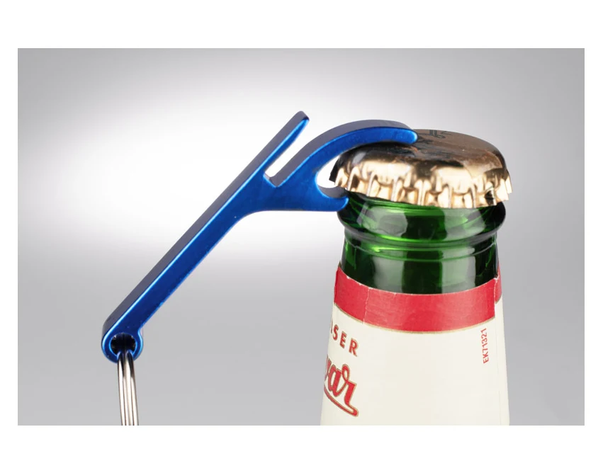 Niebieski brelok rALI z recyklingowanego aluminium i otwieraczem