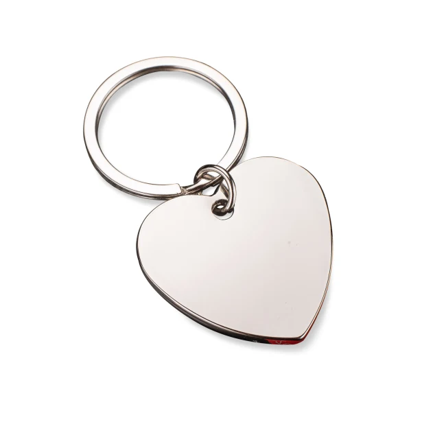 Srebrny brelok serce AMORO z logo firmy – metal, grawer