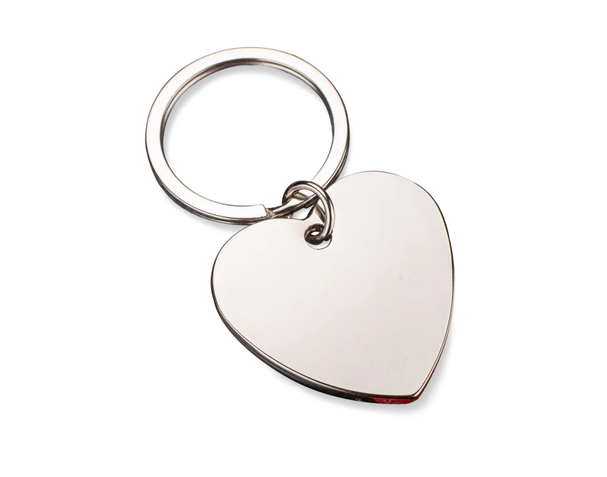 Srebrny brelok serce AMORO z logo firmy – metal, grawer