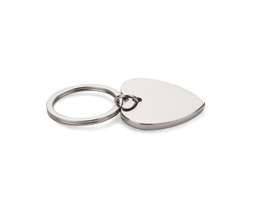 Srebrny brelok serce AMORO z logo firmy – metal, grawer