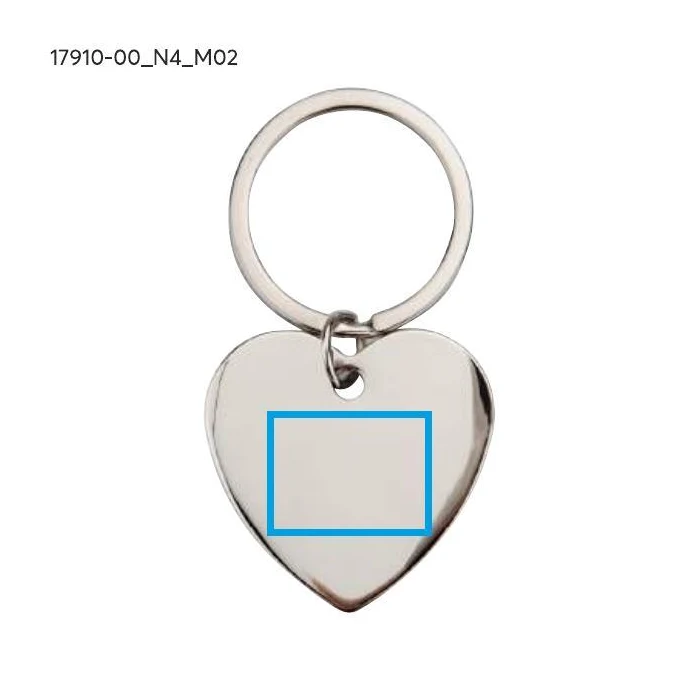 Schemat znakowania dla Tampondruk - N4 na gadżecie: Srebrny brelok serce AMORO z logo firmy – metal, grawer