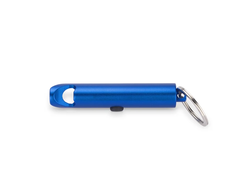 Niebieski brelok latarka otwieracz z logo – aluminium eco