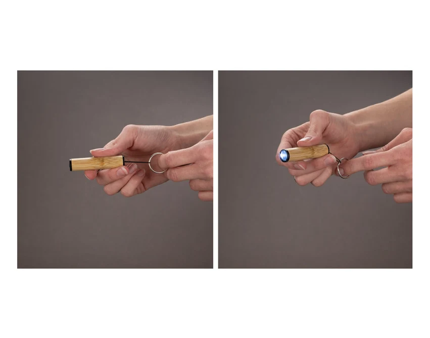 Bambusowy brelok latarka LED DULO z grawerem logo