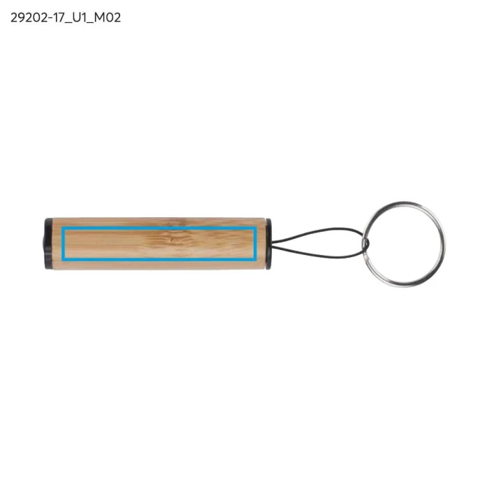 Schemat znakowania dla Nadruk UV - U1 na gadżecie: Bambusowy brelok latarka LED DULO z grawerem logo