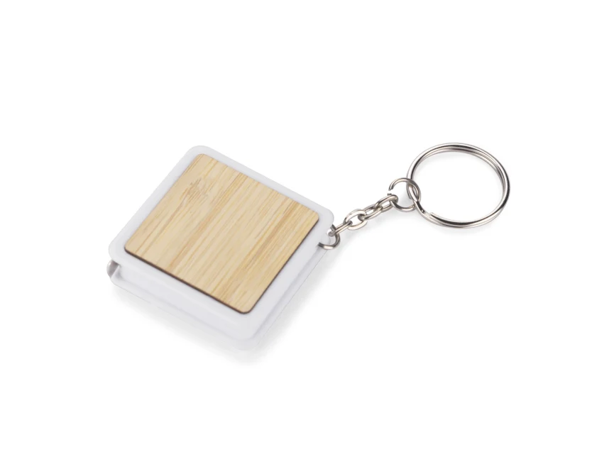 Bambusowy brelok miarka 1m DULO z logo – biały, ekologiczny