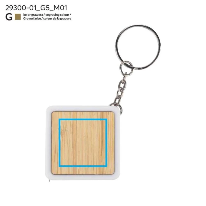 Schemat znakowania dla Grawerowanie laserowe - G5 na gadżecie: Bambusowy brelok miarka 1m DULO z logo – biały, ekologiczny