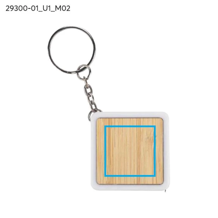 Schemat znakowania dla Nadruk UV - U1 na gadżecie: Bambusowy brelok miarka 1m DULO z logo – biały, ekologiczny