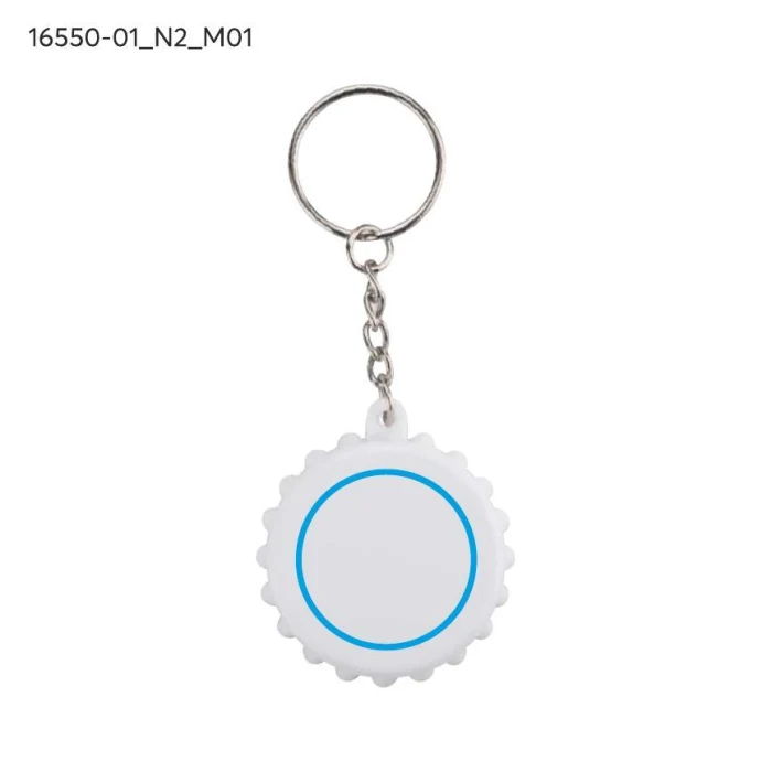 Schemat znakowania dla Tampondruk - N2 na gadżecie: Biały brelok otwieracz KAPSI z logo – upominek firmowy