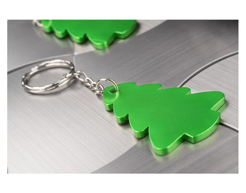 Brelok metalowy zielone drzewko z grawerem/logo firmy