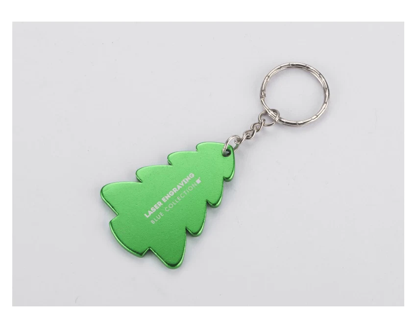 Brelok metalowy zielone drzewko z grawerem/logo firmy