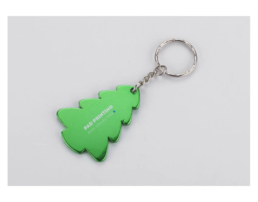 Brelok metalowy zielone drzewko z grawerem/logo firmy