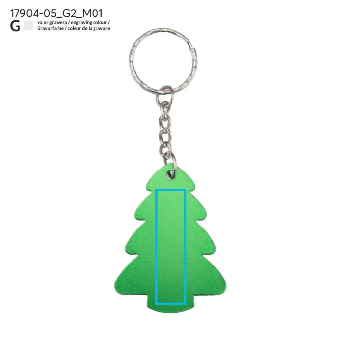 Schemat znakowania dla Grawerowanie laserowe - G2 na gadżecie: Brelok metalowy zielone drzewko z grawerem/logo firmy