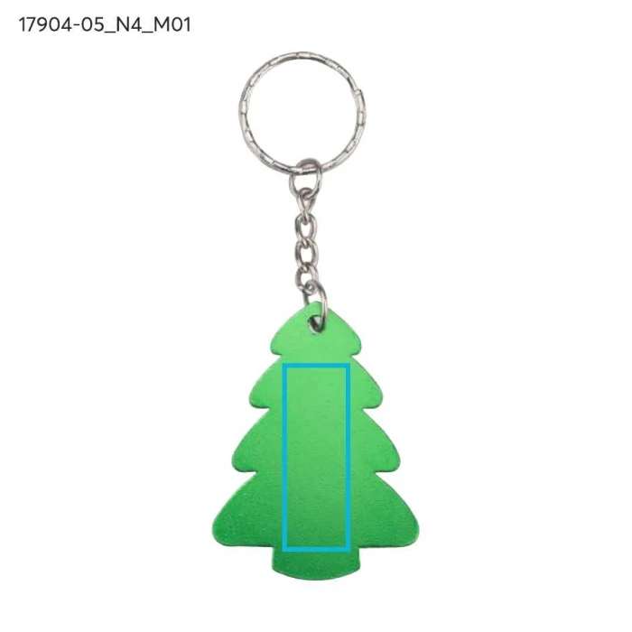 Schemat znakowania dla Tampondruk - N4 na gadżecie: Brelok metalowy zielone drzewko z grawerem/logo firmy