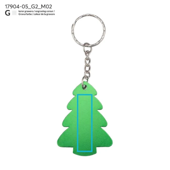 Schemat znakowania dla Grawerowanie laserowe - G2 na gadżecie: Brelok metalowy zielone drzewko z grawerem/logo firmy