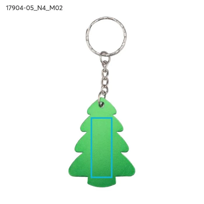 Schemat znakowania dla Tampondruk - N4 na gadżecie: Brelok metalowy zielone drzewko z grawerem/logo firmy