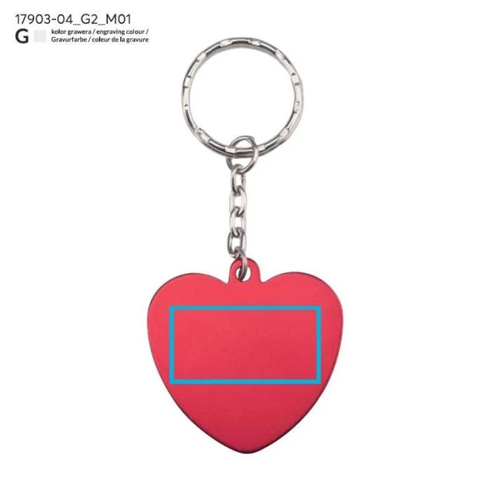 Schemat znakowania dla Grawerowanie laserowe - G2 na gadżecie: Brelok metalowy serce czerwone AMARE z grawerem – logo