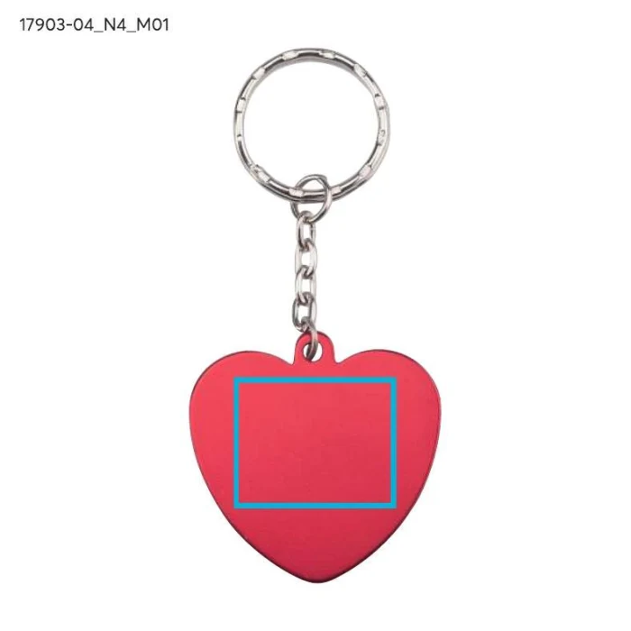 Schemat znakowania dla Tampondruk - N4 na gadżecie: Brelok metalowy serce czerwone AMARE z grawerem – logo