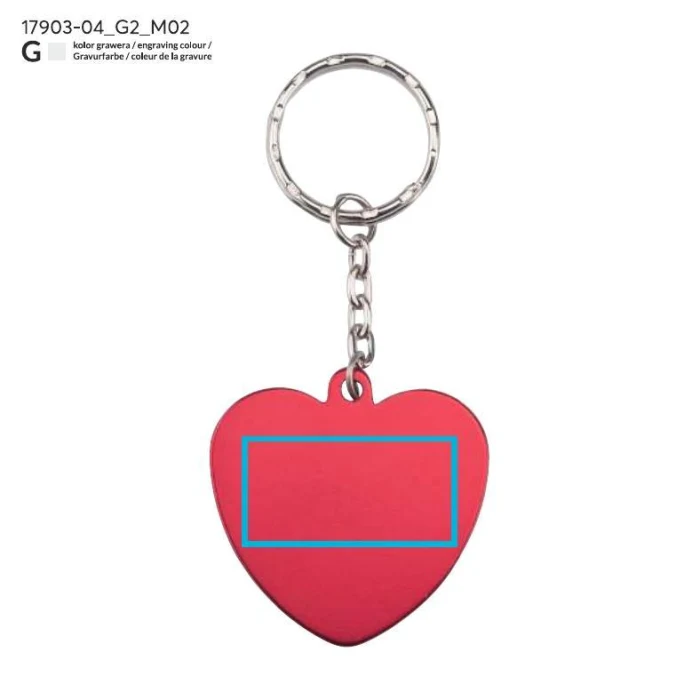 Schemat znakowania dla Grawerowanie laserowe - G2 na gadżecie: Brelok metalowy serce czerwone AMARE z grawerem – logo