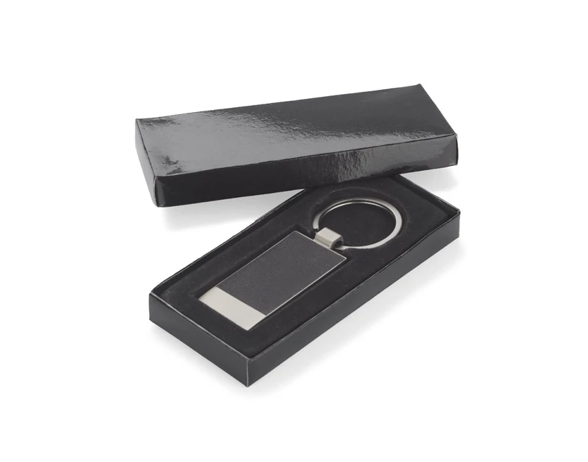 Brelok PORTE grafitowy metalowy z poliuretanem i logo