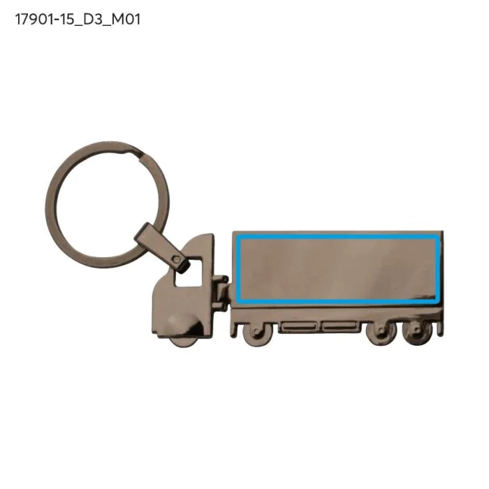 Schemat znakowania dla Doming - D3 na gadżecie: Grafitowy metalowy brelok TIR z grawerem logo – LORRY