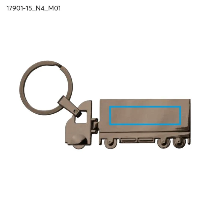 Schemat znakowania dla Tampondruk - N4 na gadżecie: Grafitowy metalowy brelok TIR z grawerem logo – LORRY