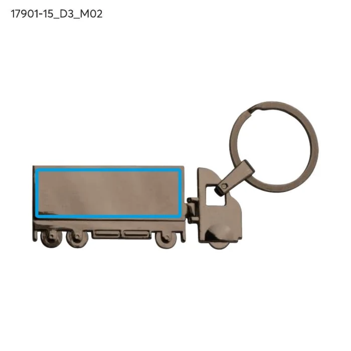 Schemat znakowania dla Doming - D3 na gadżecie: Grafitowy metalowy brelok TIR z grawerem logo – LORRY