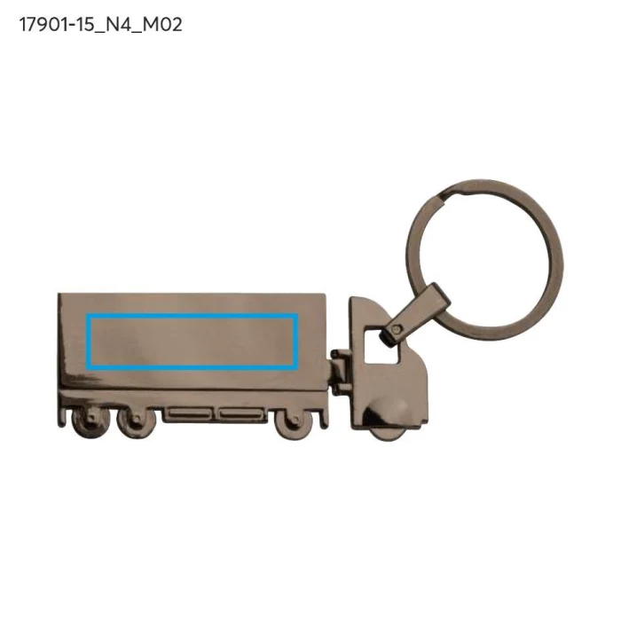 Schemat znakowania dla Tampondruk - N4 na gadżecie: Grafitowy metalowy brelok TIR z grawerem logo – LORRY