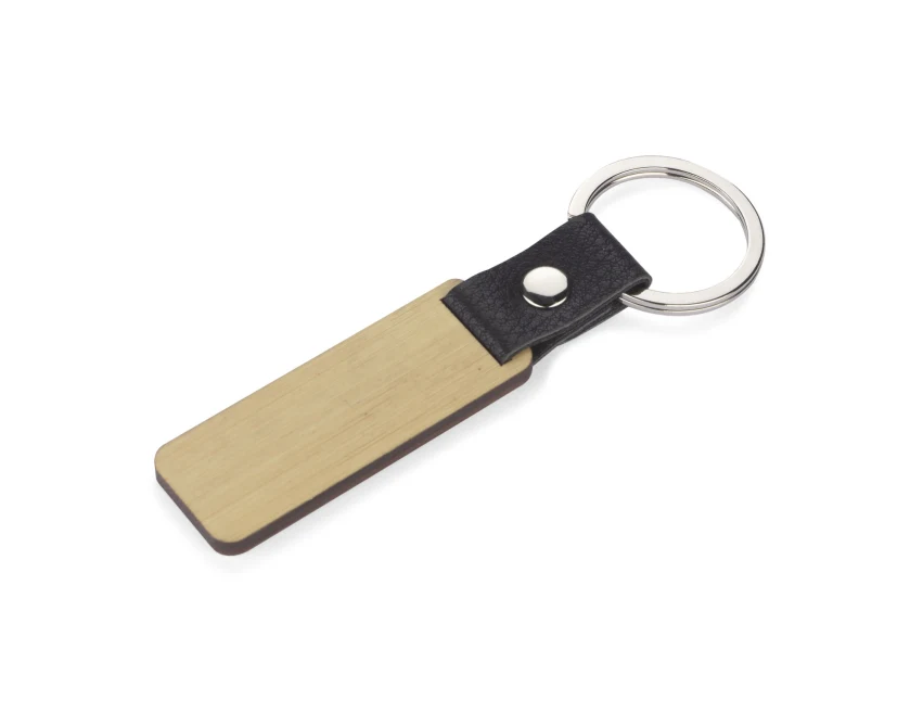Drewniany brelok HOLZ z bambusa z grawerem i logo firmy