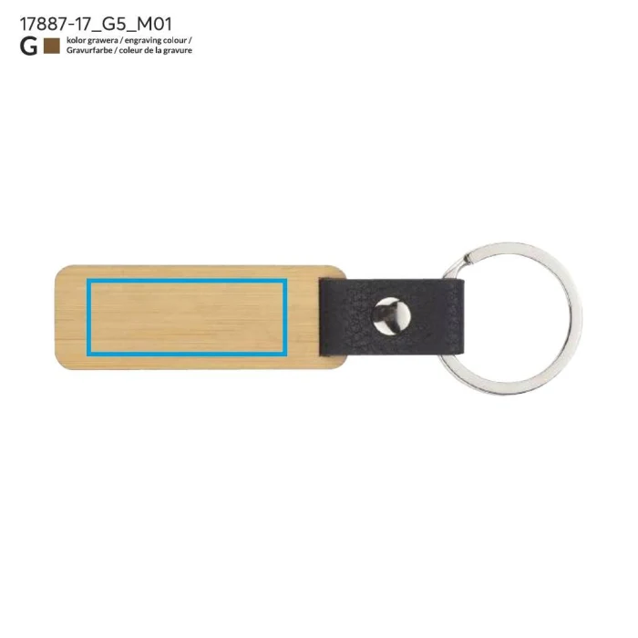 Schemat znakowania dla Grawerowanie laserowe - G5 na gadżecie: Drewniany brelok HOLZ z bambusa z grawerem i logo firmy