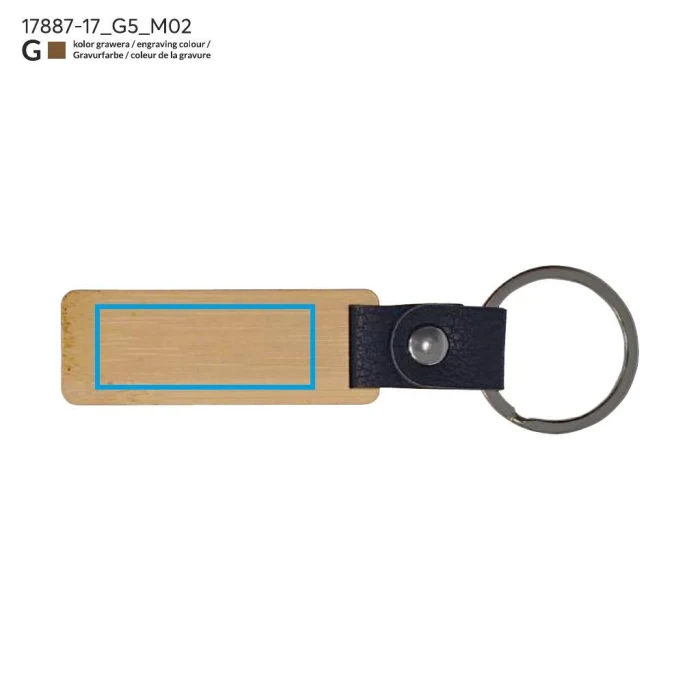 Schemat znakowania dla Grawerowanie laserowe - G5 na gadżecie: Drewniany brelok HOLZ z bambusa z grawerem i logo firmy