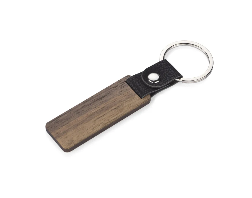 Brelok orzechowy z grawerem i czarnym paskiem biznesowy