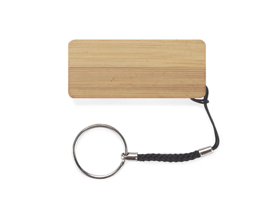 Bambusowy brelok stojak do telefonu PENDE brązowy z logo