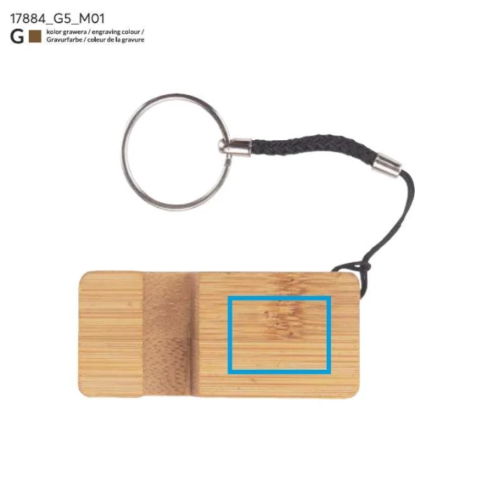 Schemat znakowania dla Grawerowanie laserowe - G5 na gadżecie: Bambusowy brelok stojak do telefonu PENDE brązowy z logo