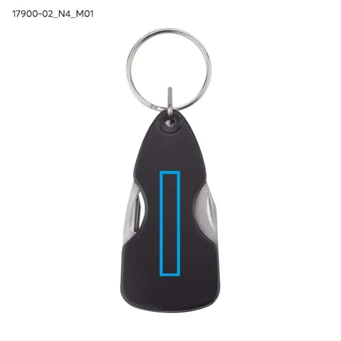 Schemat znakowania dla Tampondruk - N4 na gadżecie: Czarny brelok ATERO z otwieraczem, nożykiem i śrubokrętami